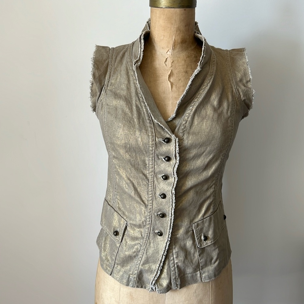Vintage ADEC2 gold button down vest size 6/40